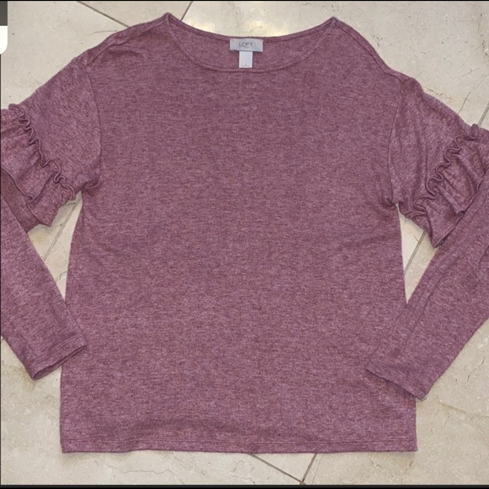 LOFT Soft Pink Ruffle Sweater Size Small - Picture 3 of 3